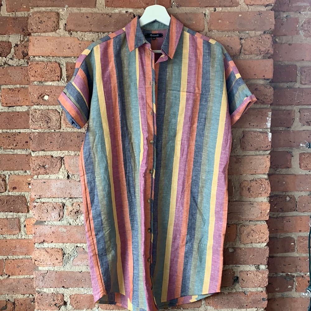Madewell rainbow stripe shirt dress